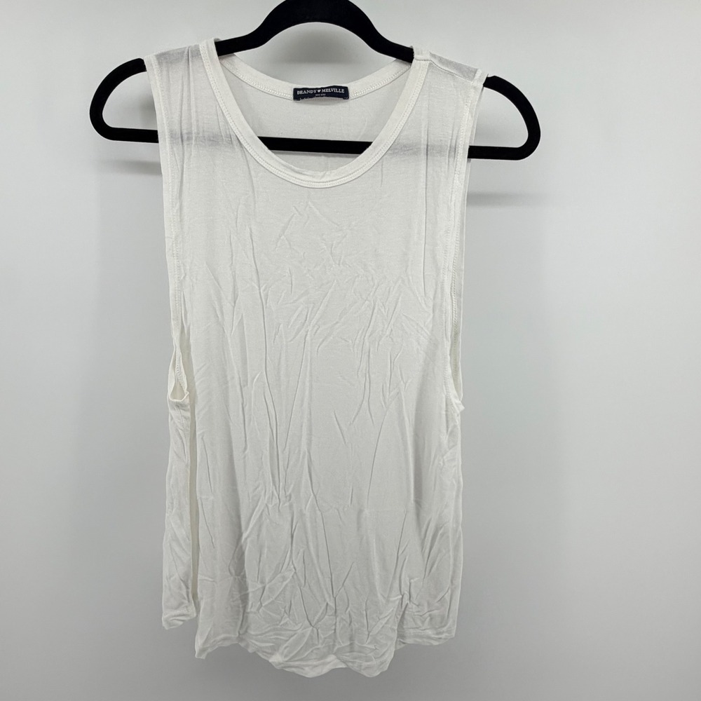 Brandy Melville White One Size Muscle Tank Top Made in‎ Italy Cotton Blend